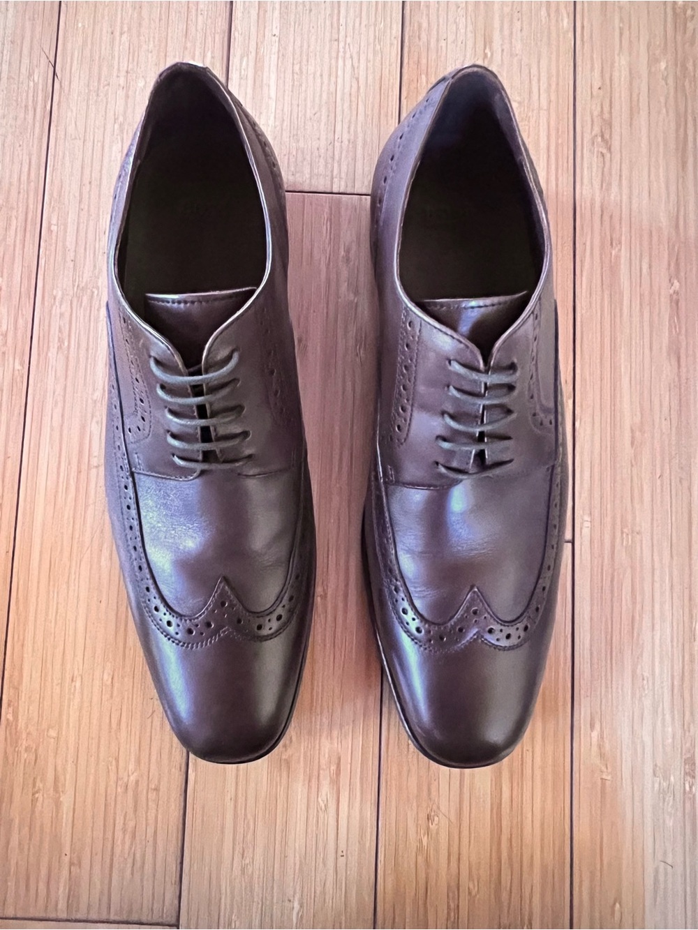Hugo Boss Matano Classic Men's Brogue Oxford Dress Shoes - Dark Brown 9.5